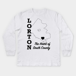 Lorton, Heart on the Map - Black Kids Long Sleeve T-Shirt